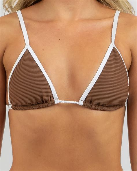 Shop Topanga Neve Rib Triangle Bikini Top In Coffee Fast Shipping