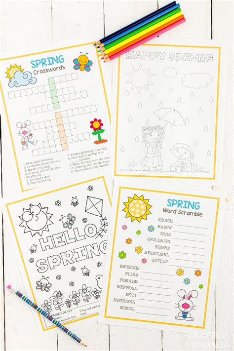 Spring Activity Sheets And Coloring Pages Crafts By Amanda