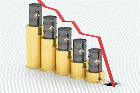 Precio Del Petróleo Que Baja Con Los Barriles De Aceite Stock De