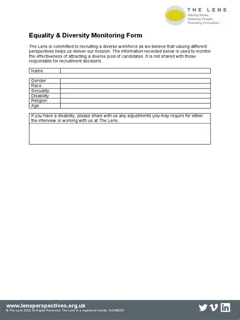 Equality Diversity Monitoring Form V2 0 Pdf