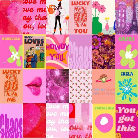 Funky Pink Preppy Aesthetic Wall Collage Kit Preppy Room Etsy Uk