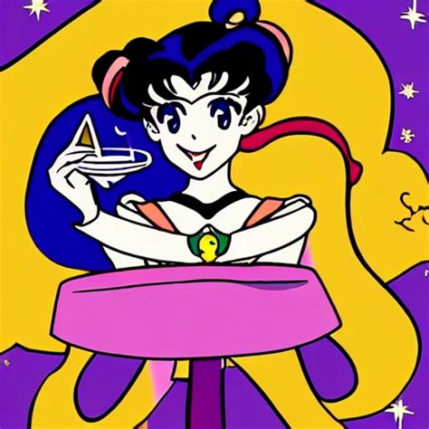 Sailor Moon Drink Wine Black Hair Latina Cartoon Arthub Ai