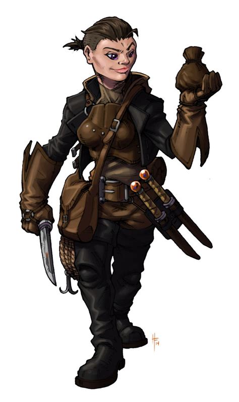 F Halfling Rogue Thief Leather Daggers Gold Midlvl Color Dark Dungeons And Dragons Rogue