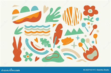 Modern Trendy Doodle and Abstract Nature Icons Vector Illustration ...