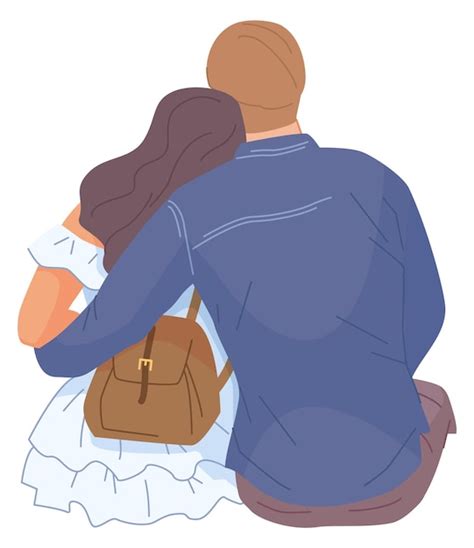 Premium Vector Happy Couple Hug Back View Romantic Relationship