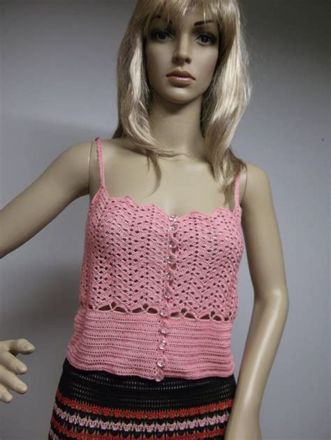 Sleeveless Crochet Tank Top Crochet Sexy Top Crochet Crochet Pink Top For A Medium Size Etsy