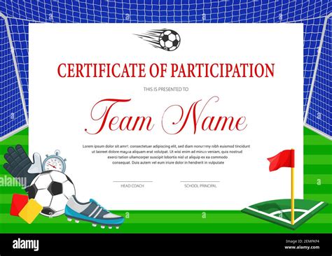 Certificate For Soccer Tournament Participation Football Club Diploma