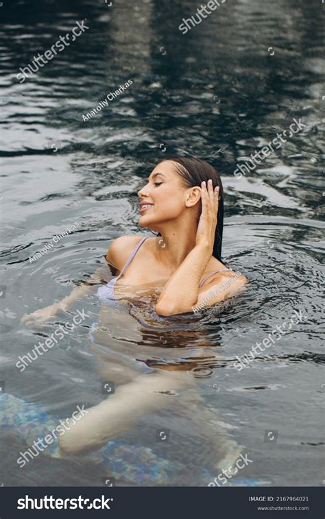 Beautiful Sexy Woman Bikini Posing Pool Stock Photo Shutterstock