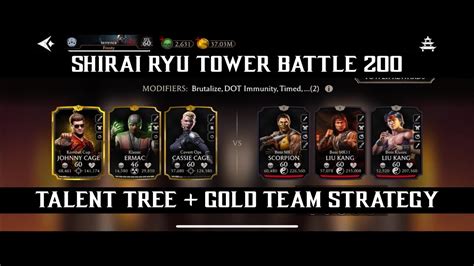 Mk Mobile Shirai Ryu Tower Battle St Run Talent Tree Gold Team