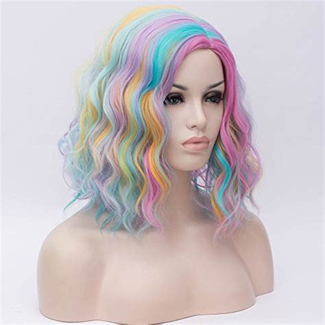 Beron 14 Women Girls Short Curly Bob Wavy Wig Body Wave Halloween Cosplay Daily Party Wigs