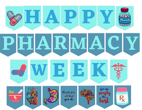 Pharmacy Week Banner Printable Happy Pharmacy Week Decor Pharmacy