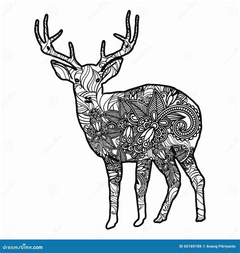 Zentangle Stylized Deer Illustration Hand Drawn Doodle Illustration