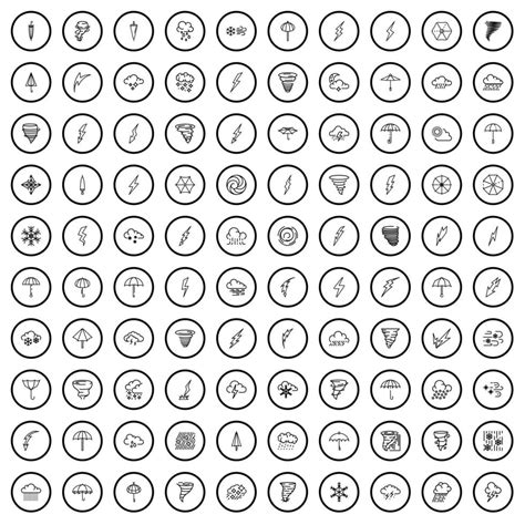 100 weather icons set, outline style 21414421 Vector Art at Vecteezy