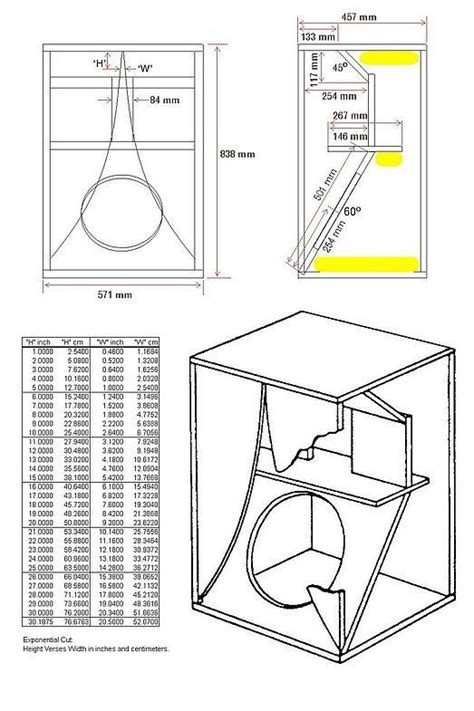 Bass Horn четежи 1 Plans Karlson 1 18tda Audio Box Speaker Box