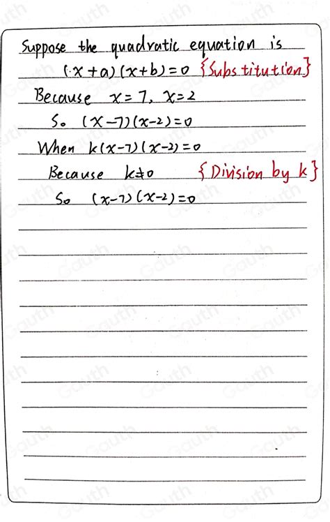 Solved The Solutions To A Quadratic Equation Are X 2 And X 7 If K