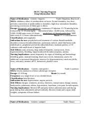 Unit Med Cards Docx Hgtc Nursing Program Drug Information Sheet