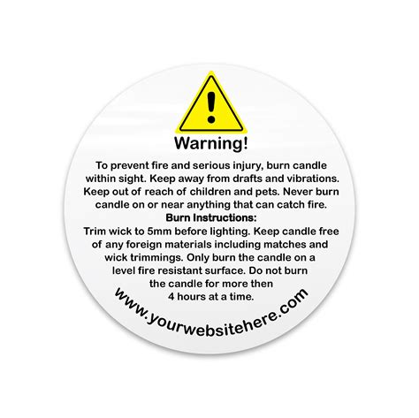 Printable Warning Labels For Candles