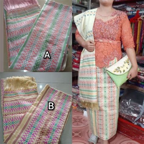 Jual Songket Pucca Bintik Selendang Dibordir Cantik Tenun Mesin Songket