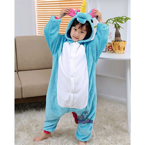 Blaues Einhorn Overalls Kinder Pyjamas Jumpsuit Onesie Tierkostüm