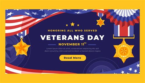 Free Vector | Flat veterans day horizontal banner template