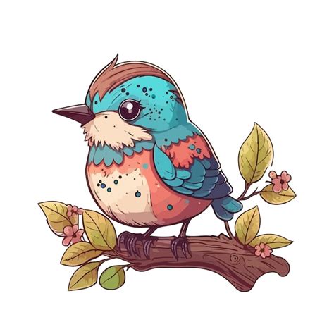 Style De Dessin Animé Mignon Oiseau Vecteur Premium