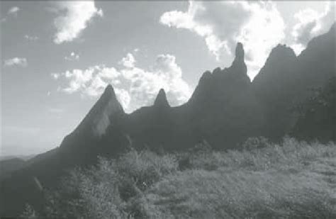 View of Serra dos Órgãos National Park, showing some of the rock. Peaks ...