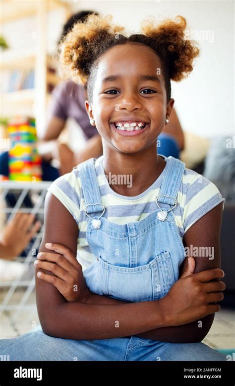 Beautiful portrait of a happy little african american girl smiling ...