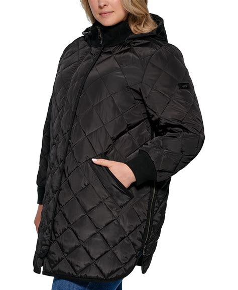 Dkny Womens Plus Size Hooded Zip Side Quilted Coat And Reviews Coats And Jackets Plus Sizes