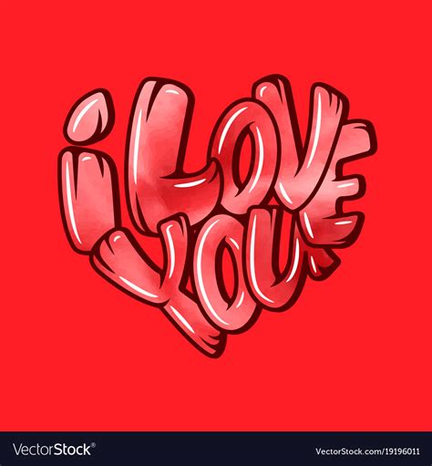 Big Heart With Lettering I Love You Typography Vector Image