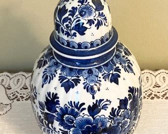 Vintage Large Delft Blue Lidded Vase Delft Blue Pottery Delft