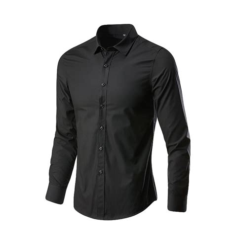 Cbgelrt Long Sleeve Dress Shirts For Men Elegant Social Business Formal Shirt Regular Fit Solid