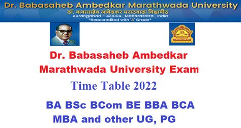 BAMU Time Table 2024 For BA BSc BCom BE BBA BCA MBA And Other UG PG