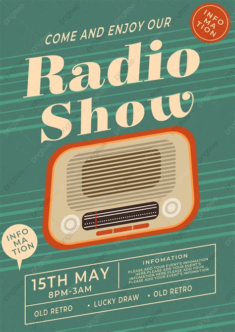 Green Striped Radio Retro Style Broadcast Program Poster Template Download On Pngtree