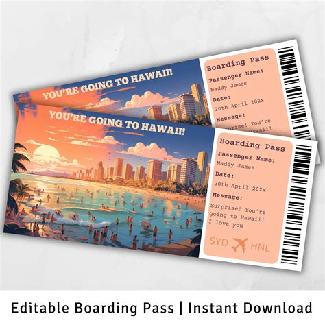 Boarding Pass Hawaii Surprise Trip To Hawaii Surprise Boarding Pass Template You Re Going To