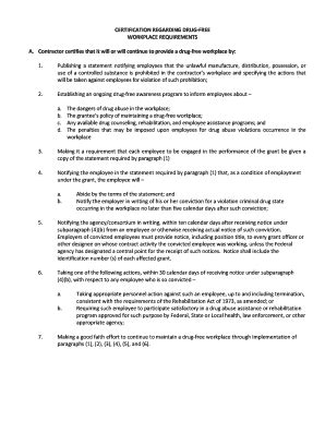 Drug Free Workplace Policy Template Pdffiller