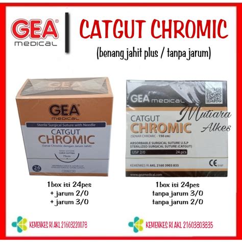 Jual Mutiara Alkes Catgut Chromic Gea Benang Jahit Cromic Benang