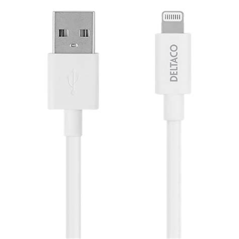 Deltaco USB A Til Lightning Kabel 2m MFi Hvid 139 DKK