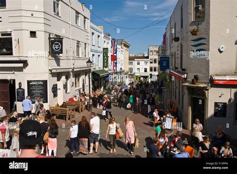 Busy Cranbourne Street In Brighton East Sussex England Uk Stock Photo