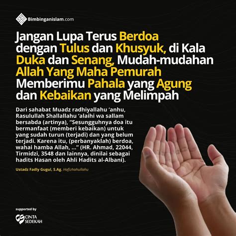 Poster Islami Jangan Lupa Terus Berdoa Dengan Tulus Dan Khusyuk Di Kala