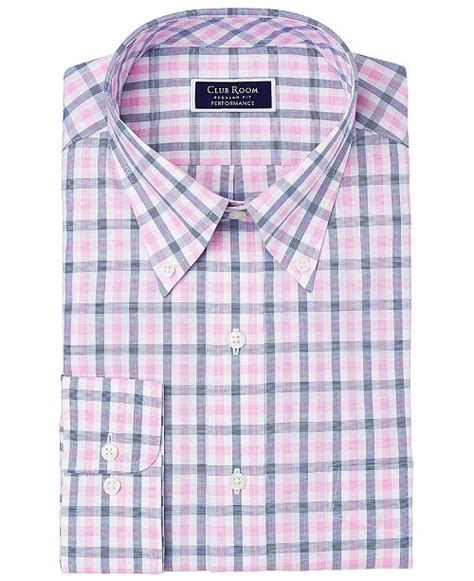 Club Room Mens Classic Regular Fit Performance Stretch Gingham Check