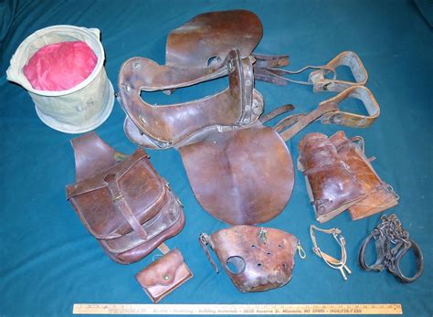 This is a great group of antique original US Cavalry equipment ...