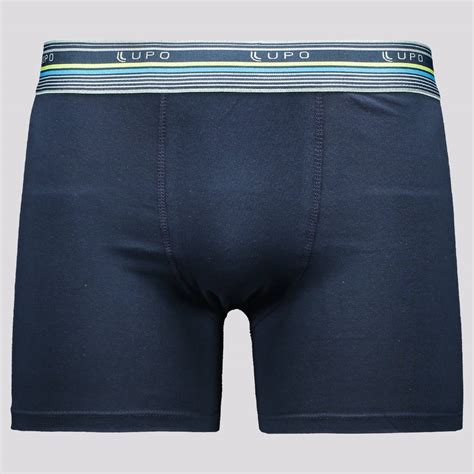 Cueca Boxer Lupo Algodão Elastano Marinho e Verde FutFanatics