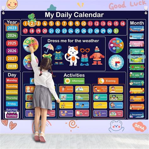 Kids Felt Board Calendar for Daily Learning Activities, Preschool