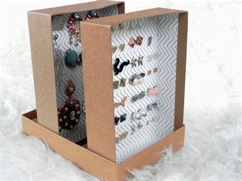 Rangement Pour Boucles Doreilles Partir D Une Bo Te En Carton Diy