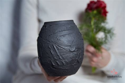 Black Wabi Sabi Pottery Handmade Vase Minimalist Black Etsy