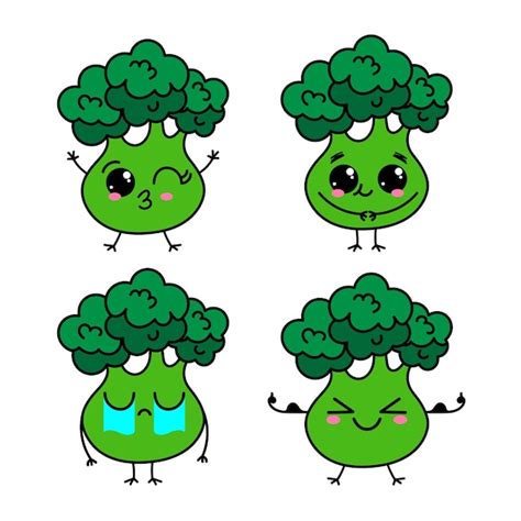 Premium Vector Cute Funny Broccoli Character