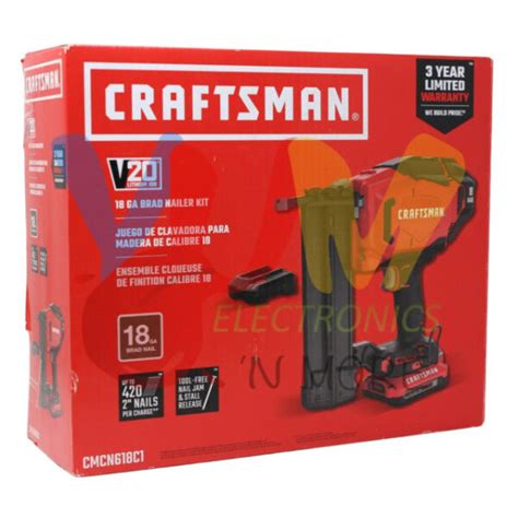 Craftsman V20 20v 2 Inch 18 Gauge Cordless Brad Nailer For Sale Online