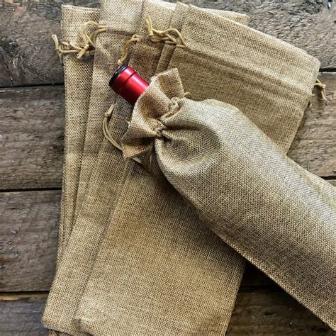 Bulk Burlap Wine Bottle Gift Bags With Drawstring Jute Wine Etsy