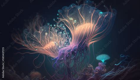 Siphonophore, siphonophore Apolemia, deep ocean, bioluminescence, yoshitaka amano, hiroshi ...