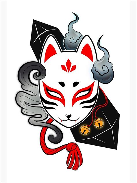 Kitsune Fox Mask Icon Traditional Japanese Simple Drawing